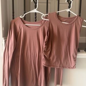 Lululemon 🍋 Dusty Rose Long Sleeve and Sleeveless Top Set